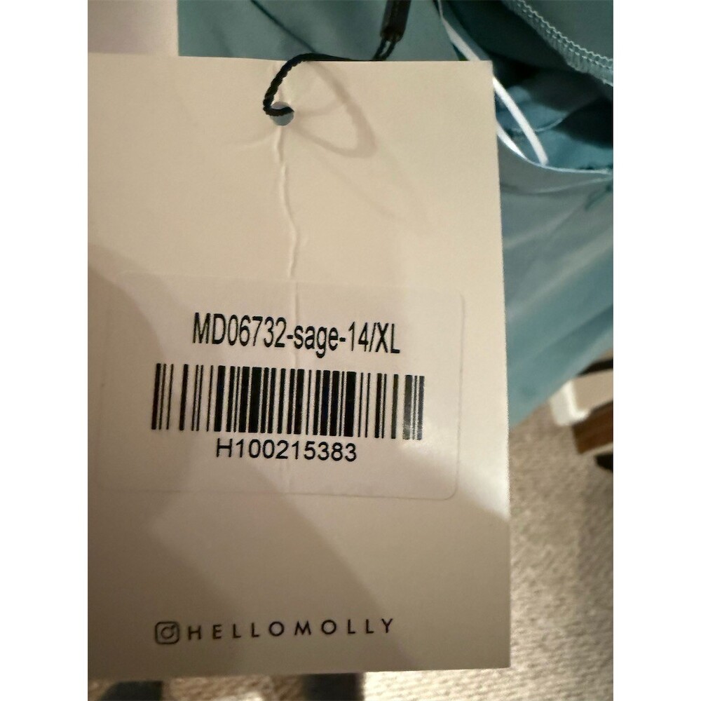 HELLO MOLLY Dress Womens XL Sage Green Drape Cowl Halter Mini Party - Picture 5 of 8